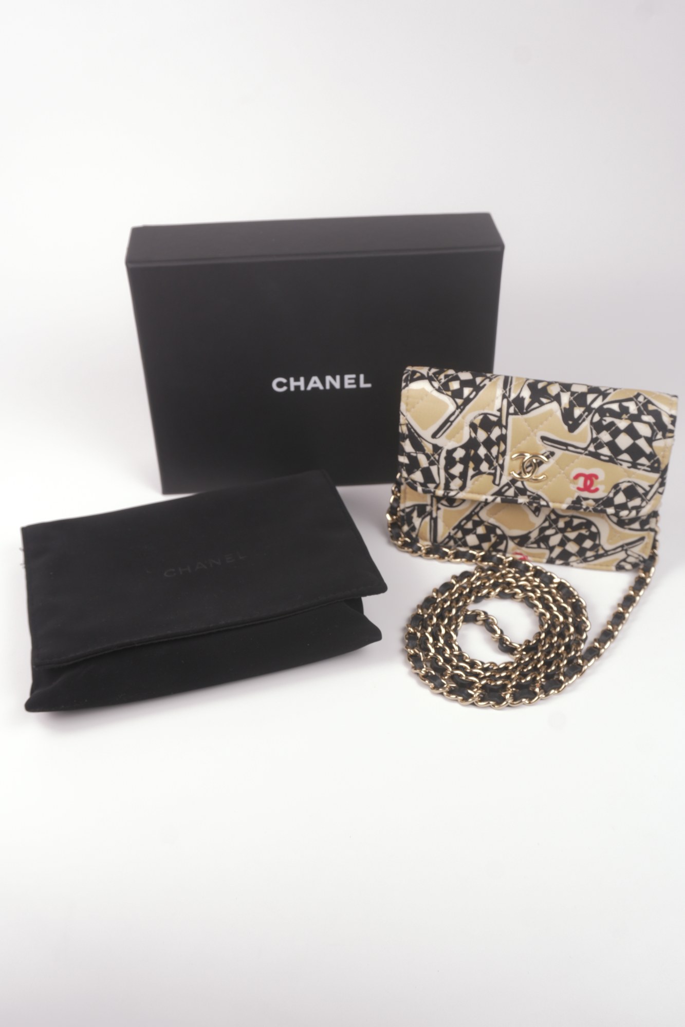 Chanel Mini Matelasse 12 Racer Flag Single Flap Chain Shoulder Pouch