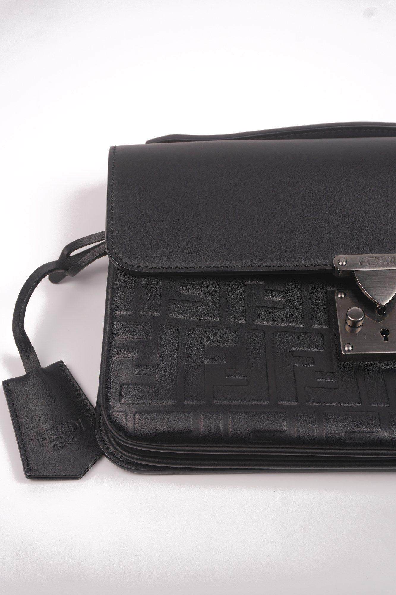 Fendi Zucca FF Embossed Leather Clutch Bag