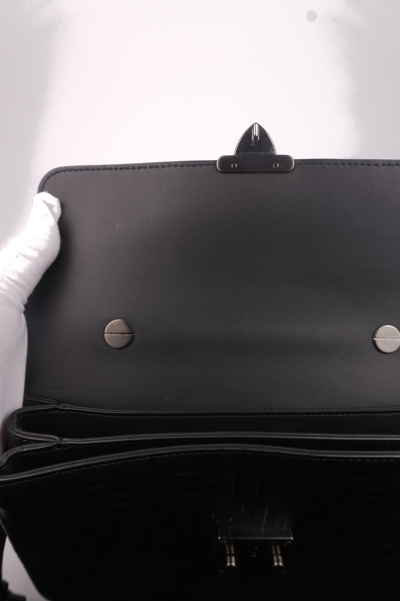 Fendi Zucca FF Embossed Leather Clutch Bag