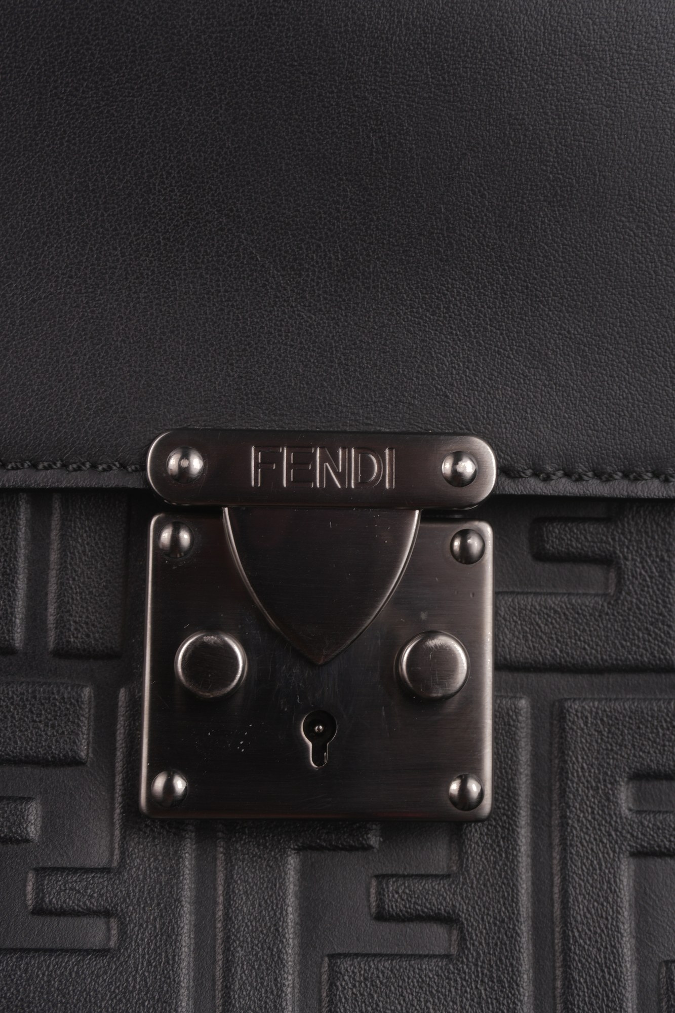 Fendi Zucca FF Embossed Leather Clutch Bag