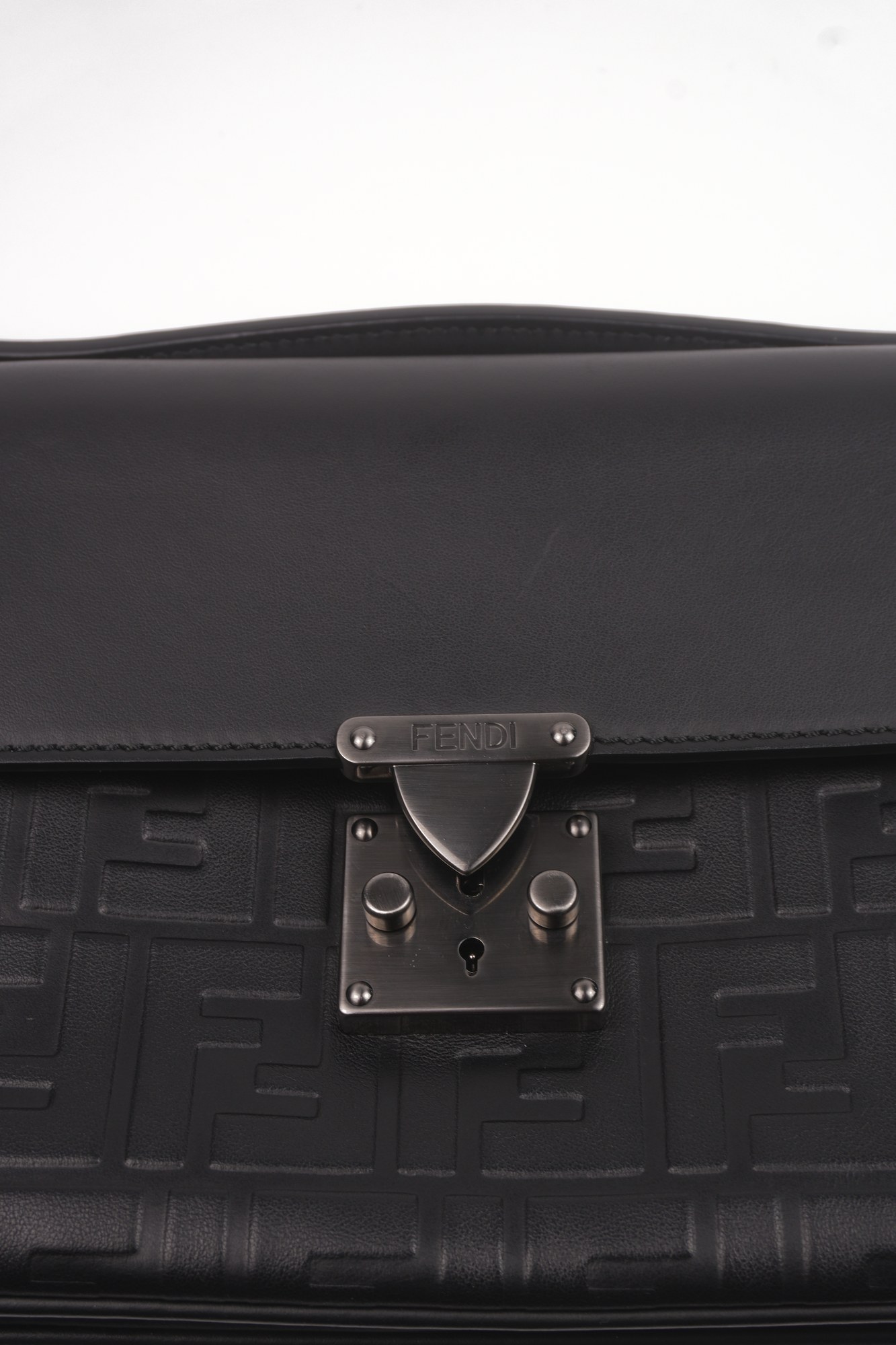 Fendi Zucca FF Embossed Leather Clutch Bag