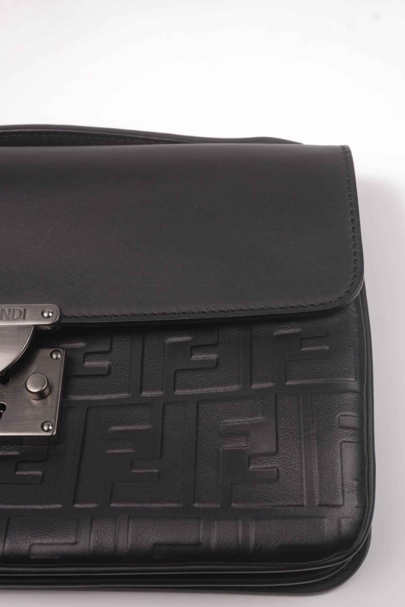 Fendi Zucca FF Embossed Leather Clutch Bag